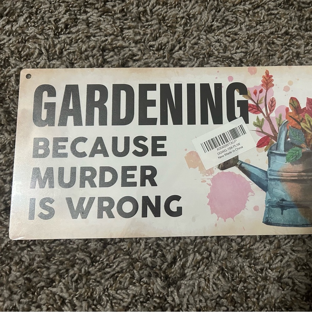 Gardening wooden Sign with Watering Can Design